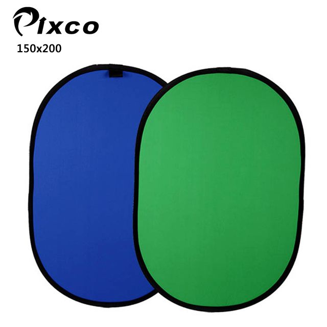 Pixco 攜帶式快速折收背景板(藍綠150x200)藍綠兩色直播背景快速折收綠布綠幕摳圖KEY背虛擬攝影棚去背合成