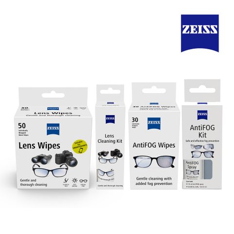 ZEISS 蔡司 光學拭鏡紙50入+光學清潔噴霧組30ml+防霧拭鏡紙30入+防霧噴霧組15ml(適用眼鏡3C螢幕鏡頭)