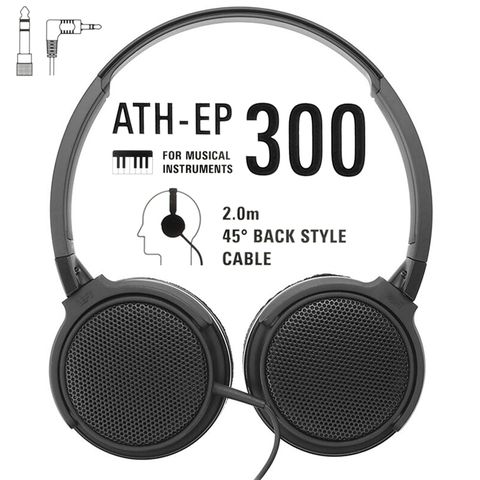 audio-technica 鐵三角 日本開放耳罩型3.5mm動圈式耳機ATH-EP300附6.3mm轉接器適樂器監聽