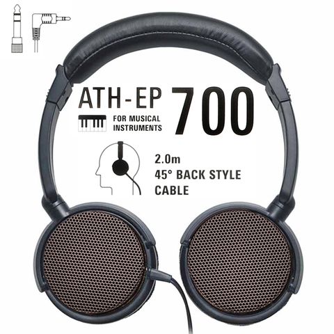 audio-technica 鐵三角 日本樂器專用開放型動圈式L型3.5mm監聽耳機ATH-EP700(耳罩可折水平;40mm驅動;附6.3mm轉接器;線長2米)亦適錄音設備