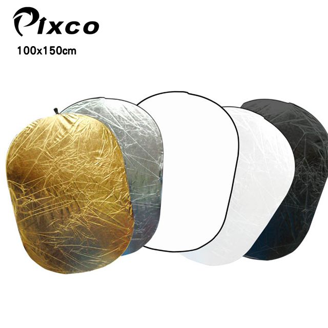 Pixco  五合一反光板(100x150cm) 五合一反光板補光打光金色銀色黑色白色透光柔光五色外拍棚拍人像創作