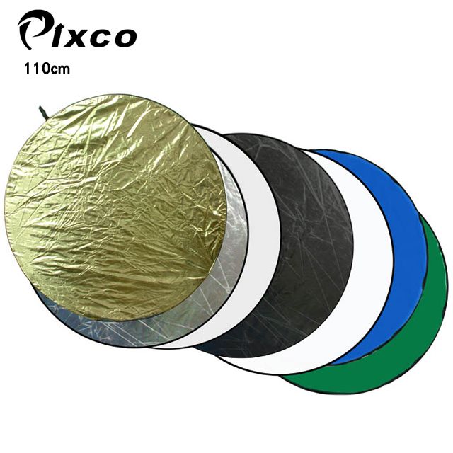 Pixco 七合一反光板(110cm) 七合一反光板補光打光金色銀色黑色白色透光柔光藍色綠色7色.外拍棚拍人像創作