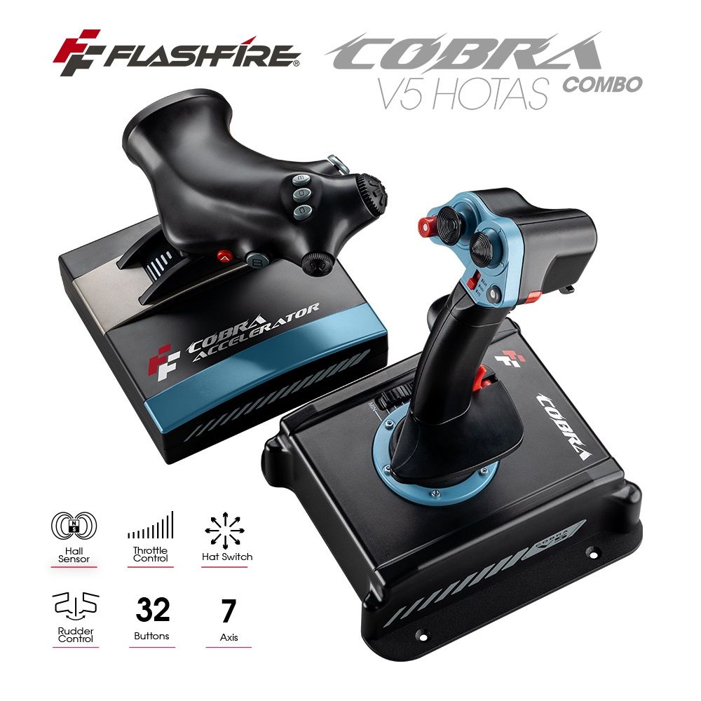 FlashFire  Joystick V5遊戲飛行搖桿組(含推進器) 模擬飛行2020