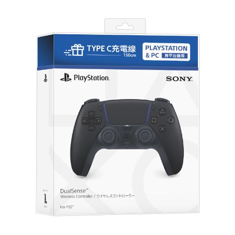 SONY 索尼 【PS5 周邊】DualSense 控制器 黑色+Type-C USB線 組合包