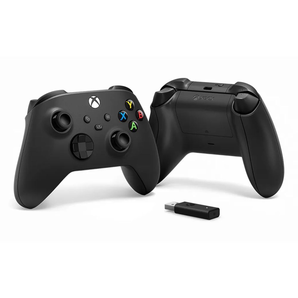 XBOX360 XBOX無線控制器+ Windows 專用 Xbox 無線轉接器 - 磨砂黑 遊戲手把 (相容 Xbox Series X|SWindows 10/11Android 和 iOS)