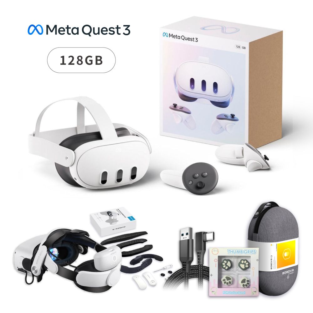 META Quest 3 128G VR主機+BOBOVR M2 Pro+M2轉M3配件包+C2