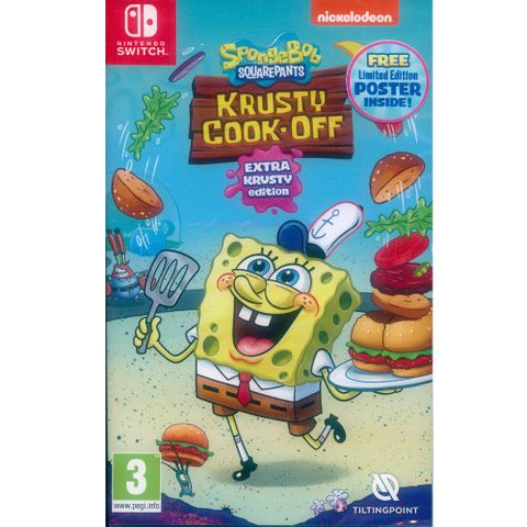 Nintendo 任天堂 NS Switch《海綿寶寶蟹堡王烹飪大挑戰 超大蟹堡王版 SpongeBob Squarepants : Krusty Cook-Off - Extra Krusty Edition》中英日文歐版