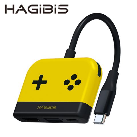 HAGiBiS switch擴充器HDMI+USB3.0+PD供電(黑黃色）SWC03-YE