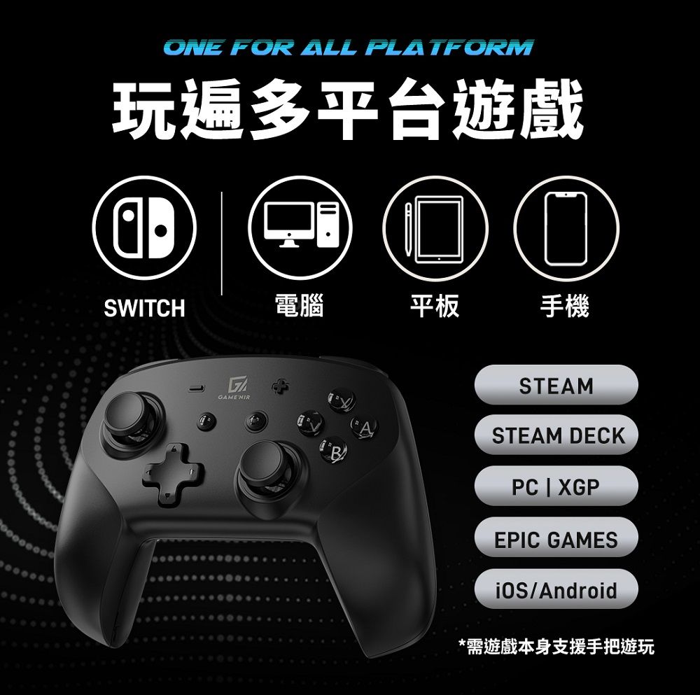 ONE FOR ALL PLATFORM玩遍多平台遊戲電腦SWITCH平板 手機GAMENIRSTEAMSTEAM DECKPC | XGPEPIC GAMES/Android*需遊戲本身支援手把遊玩