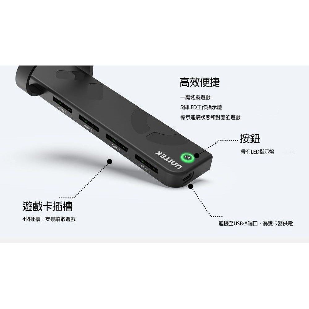 UNITEK 優越者 Nintendo Switch任天堂配件(G1002D)4合1讀卡器