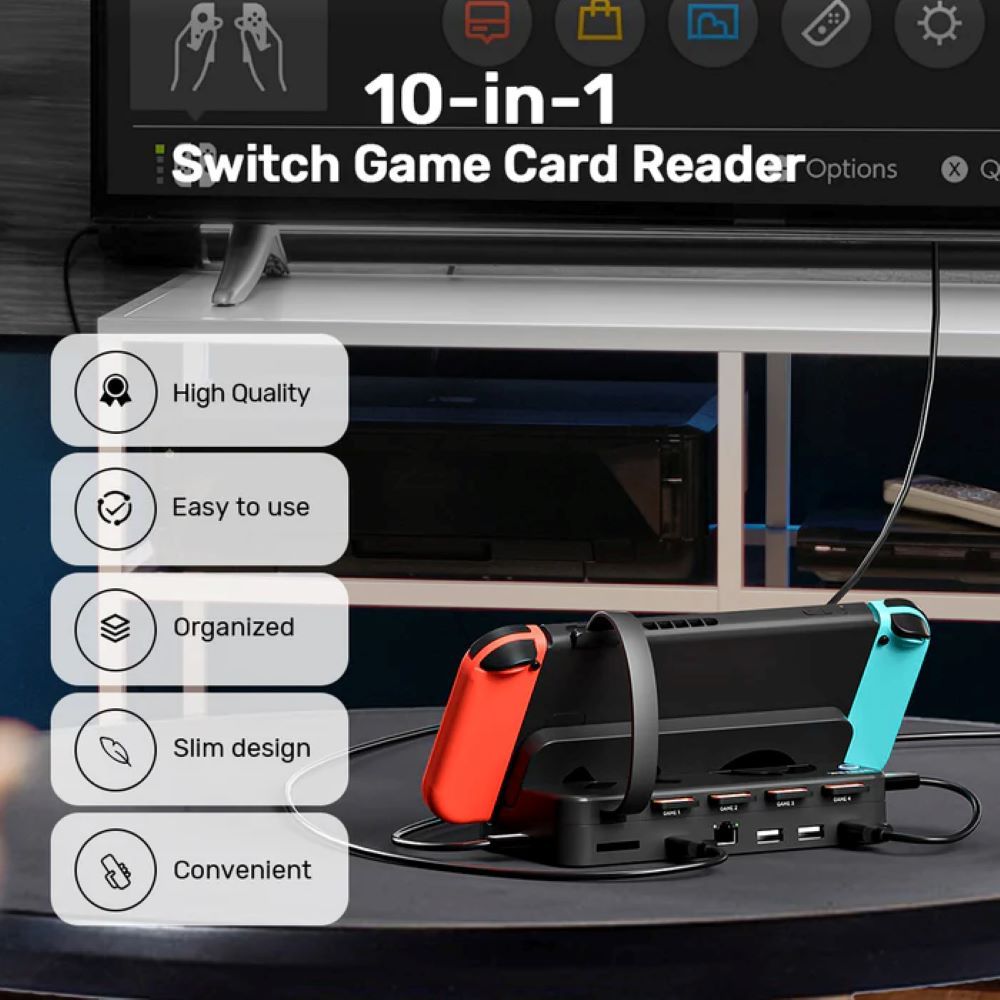 UNITEK 優越者 Nintendo Switch任天堂配件(G1002B)4合1讀卡器+擴充座(副廠配件/代理商保固2年)