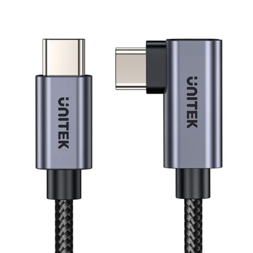 UNITEK 優越者 C14123BK-1M 100W USB-C 90度L型PD快充傳輸線(此商品長度為1M)