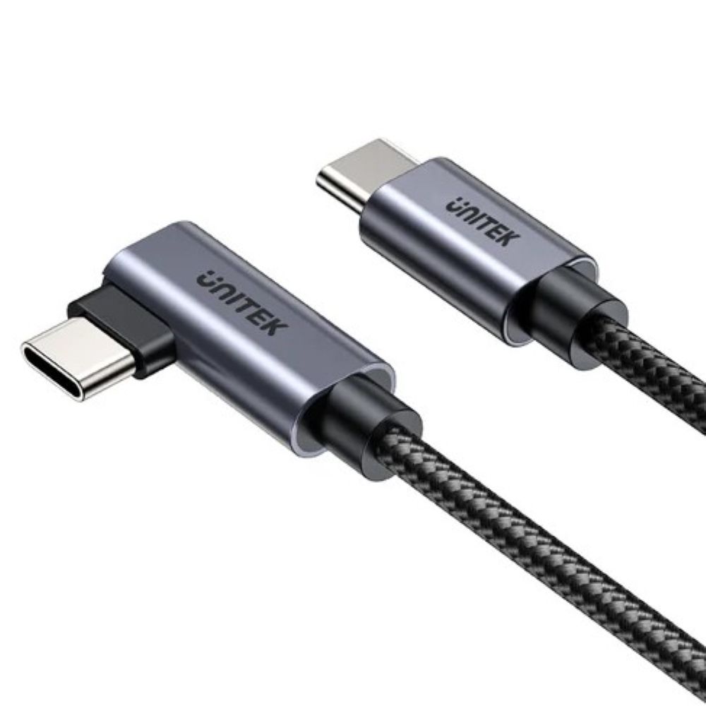 UNITEK 優越者 C14123BK-1M 100W USB-C 90度L型PD快充傳輸線(此商品長度為1M)