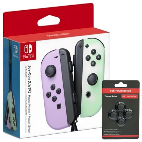 Nintendo 任天堂 限量加贈類比套Switch Joy-Con 左右手控制器 淡雅紫/淡雅綠 台灣公司貨