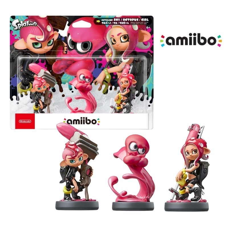 amiibo 斯普拉遁 2 漆彈大作戰系列 章魚女孩+粉色章魚+章魚男孩組合