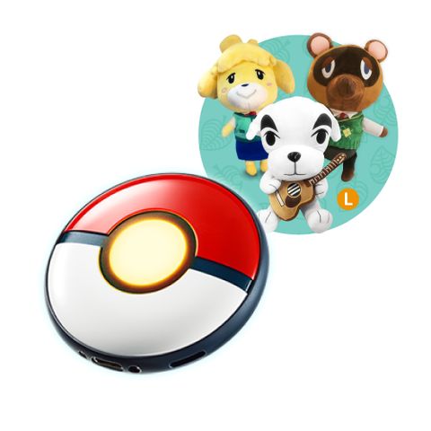 Pokemon GO Plus +寶可夢睡眠精靈球+動物森友會玩偶L號 三選一