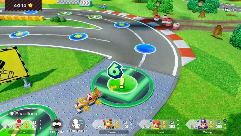 3rd44 toTurnReactions214th2nd301st35ToadMinigame HomestretchBowser Jr.Daisy