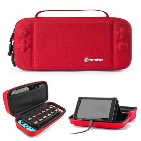 Tomtoc 玩家首選任天堂Nintendo switch保護收納旅行包 , 紅(適用OLED Switch新版)