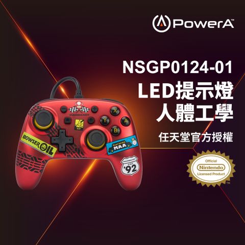 【PowerA】任天堂官方授權_Nano有線遊戲手把限量款(NSGP0124-01)- 瑪利歐-賽車紅