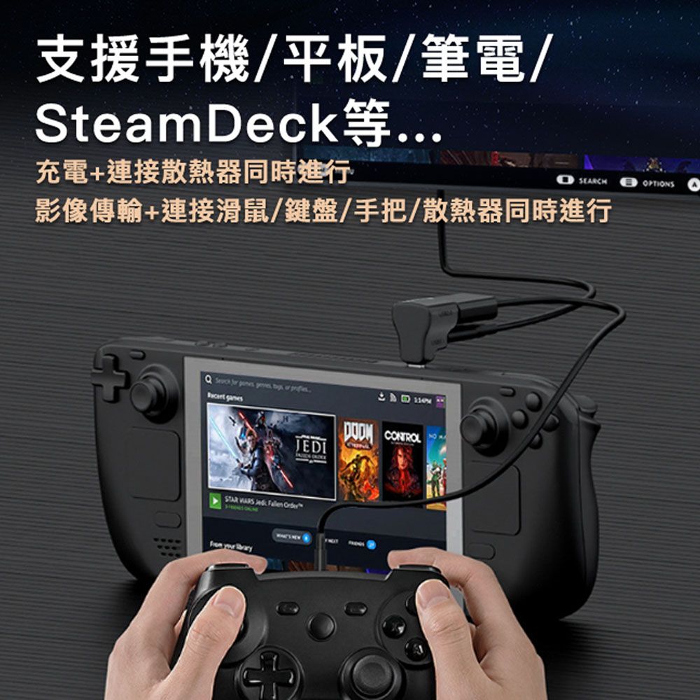 MoZuo 魔宙 適用SteamDeck Type-C 轉 USB 8K高畫質多功能轉接頭-立體彎