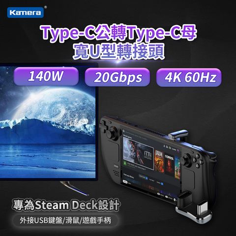 Kamera 佳美能 Type-C公轉Type-C母 寬U型轉接頭 Steam Deck 遊戲機 掌機 MARQ Gen2 手錶 影像傳輸 充電