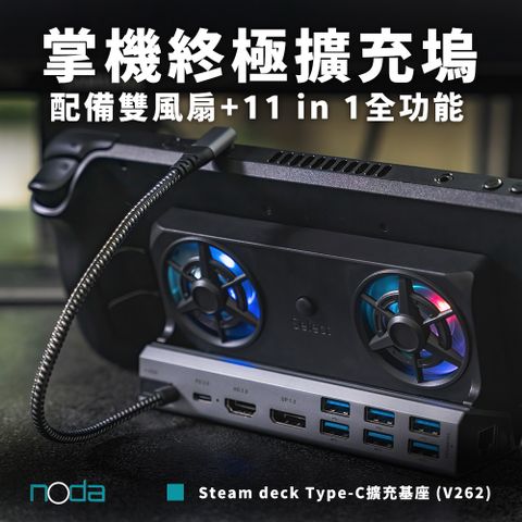 noda 十一合一擴充基座 Steam deck OLED/ROG Ally X/MSI Claw/Legion GO 掌機、平板 Docking、手機 底座