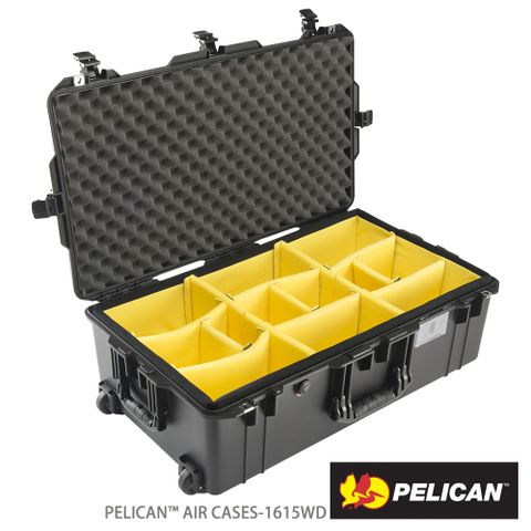 美國 PELICAN 1615WD Air 輪座拉桿超輕氣密箱-含隔板(黑)