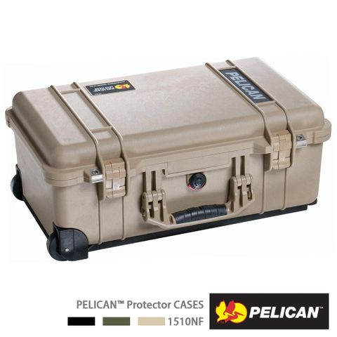 美國PELICAN 1510 輪座拉桿氣密箱-空箱(沙漠黃)