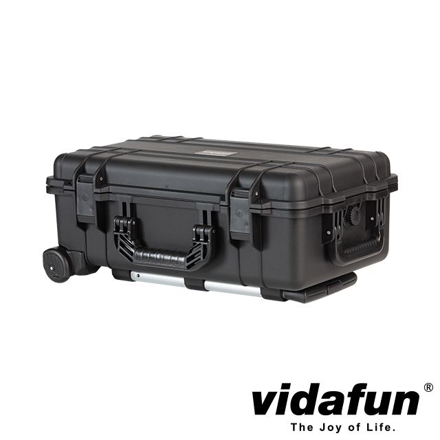 Vidafun   V22 防水氣密抗撞提把滑輪箱 黑色【氣密箱+內膽隔板組(沙色)+ 15吋筆電上蓋收納袋】