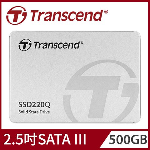 Transcend 創見500GB SSD220Q 2.5吋SATA 24h購物 - III PChome SSD固態硬碟(TS500GSSD220Q)