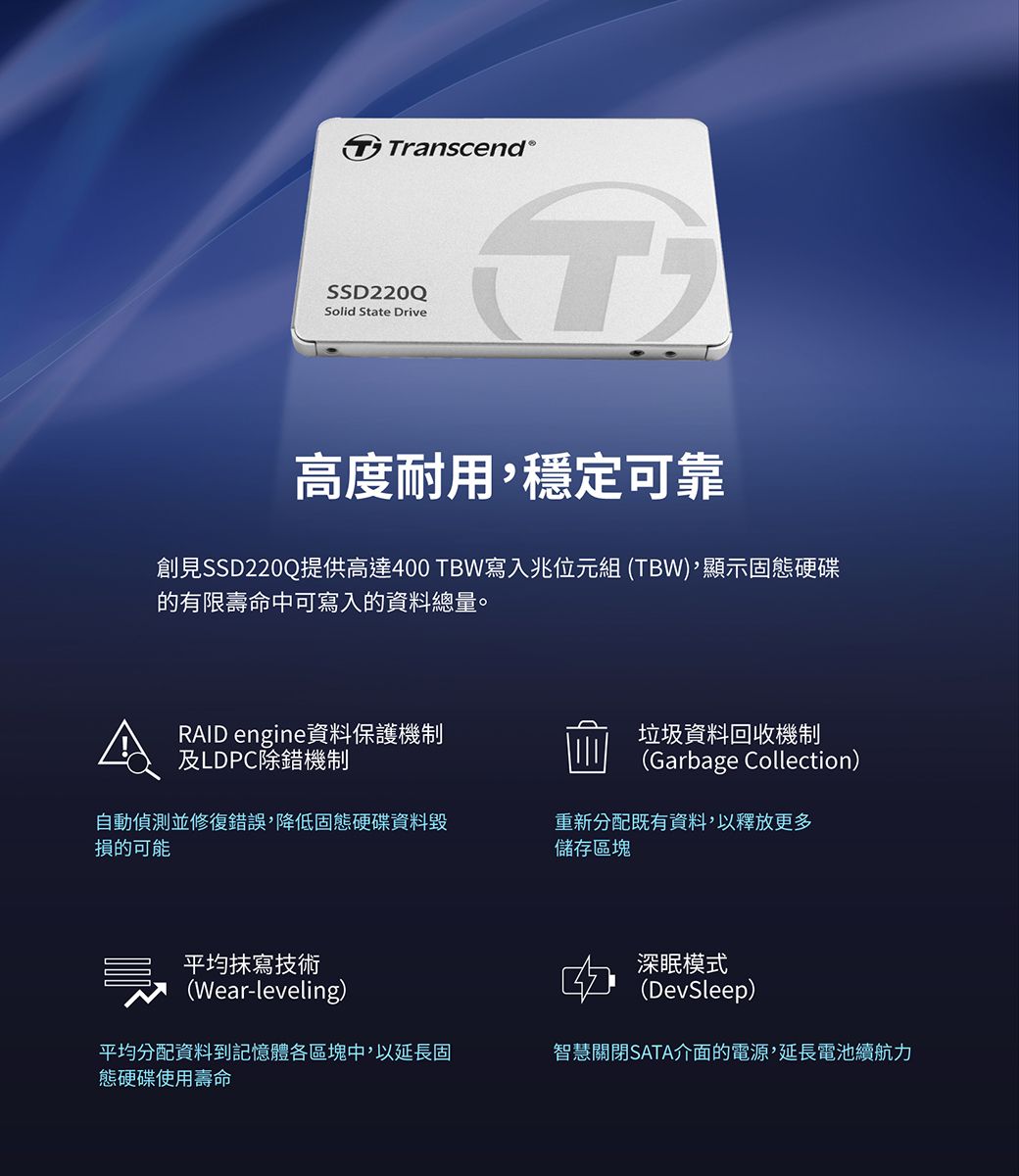 Transcend 創見1TB SSD220Q 2.5吋SATA III SSD固態硬碟(TS1TSSD220Q