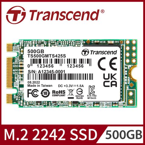 【Transcend 創見】MTS425S 500G M.2 2242 SATA Ⅲ SSD固態硬碟 (TS500GMTS425S)