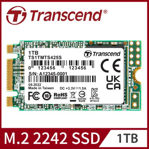 【Transcend 創見】MTS425S 1TB M.2 2242 SATA Ⅲ SSD固態硬碟 (TS1TMTS425S)