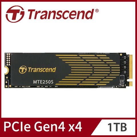 ★7K飆速體驗 內附散熱片★【Transcend 創見】MTE250S 1TB M.2 2280 PCIe Gen4x4 SSD固態硬碟 支援PS5(TS1TMTE250S)
