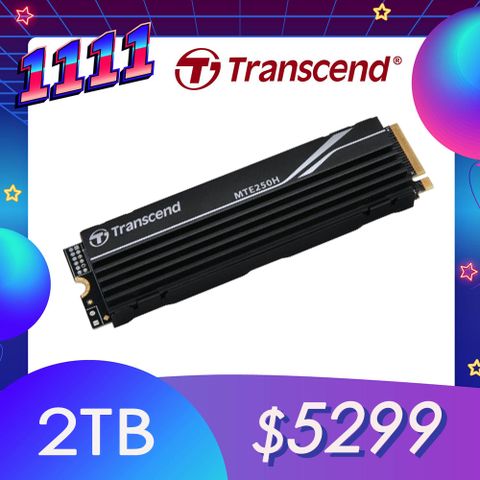 Transcend 創見 MTE250H 2TB M.2 2280 PCIe Gen4x4 SSD固態硬碟支援PS5(附加鋁鰭式散熱片)(TS2TMTE250H)