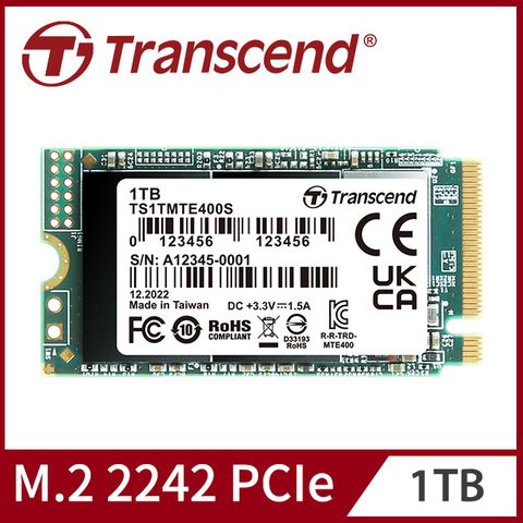 Transcend 1 TB NVMe PCIe Gen3 x4 M.2 2242 SSD Solid State Drive(SSD)  TS1TMTE400S