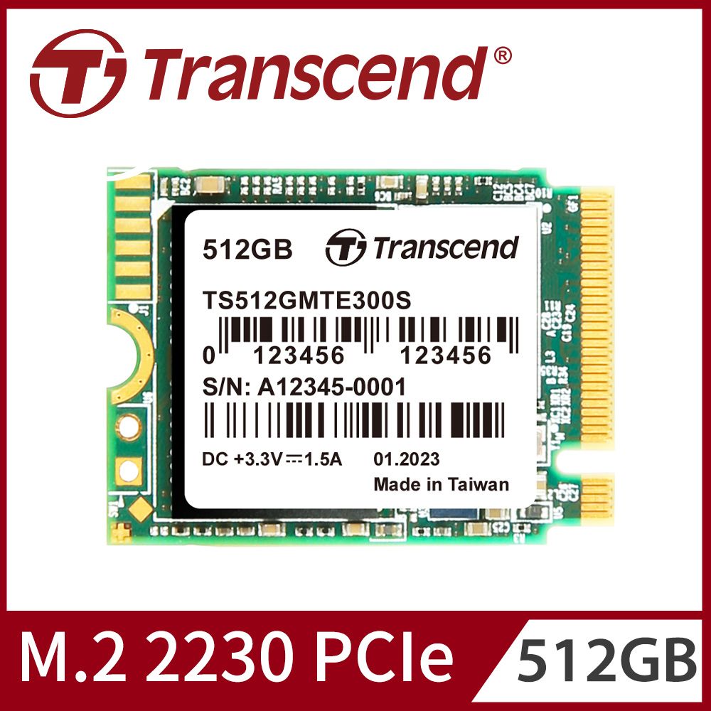 Transcend 創見MTE300S 512GB M.2 2230 PCIe Gen3x4 SSD固態硬碟 