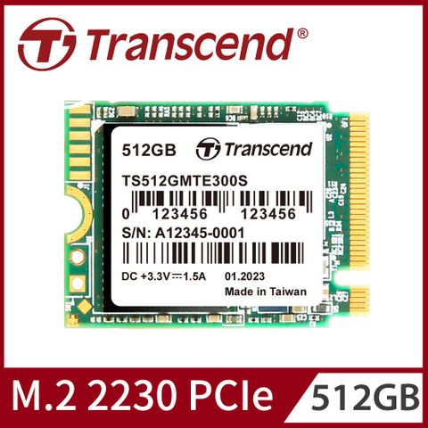 ★專為輕薄裝置設計★【Transcend 創見】 MTE300S 512GB M.2 2230 PCIe Gen3x4 SSD固態硬碟(TS512GMTE300S)