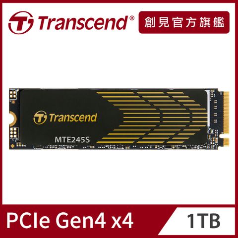 Transcend 創見 MTE245S M.2 2280 PCIe Gen4x4 1TB SSD固態硬碟(搭載石墨烯散熱片)(TS1TMTE245S)