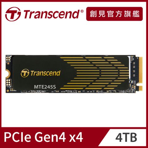 Transcend 創見 MTE245S M.2 2280 PCIe Gen4x4 4TB SSD固態硬碟(搭載石墨烯散熱片)(TS4TMTE245S)