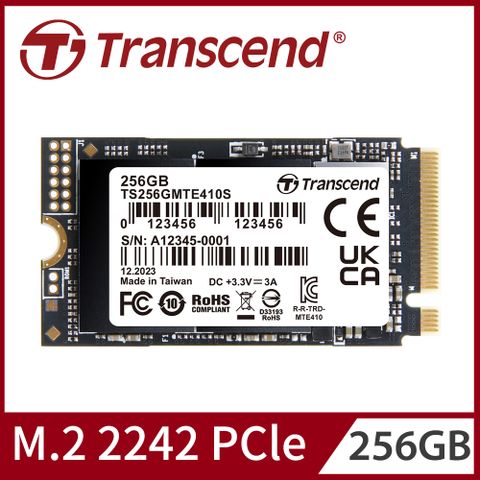 ★微型升級 輕薄首選★【Transcend 創見】MTE410S 256GB M.2 2242 PCIe Gen4x4 SSD固態硬碟(TS256GMTE410S)