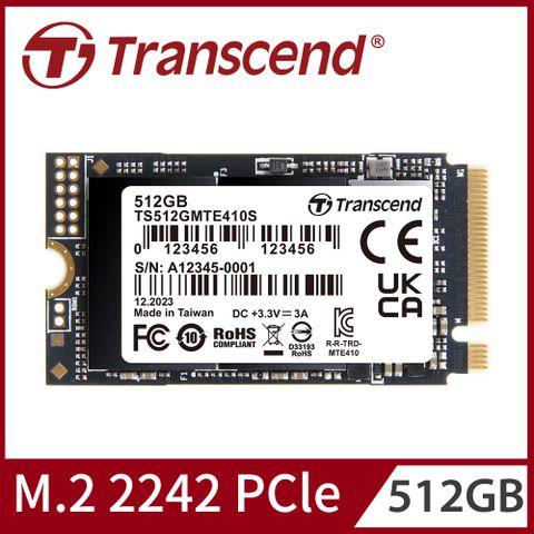 ★微型升級 輕薄首選★【Transcend 創見】MTE410S 512GB M.2 2242 PCIe Gen4x4 SSD固態硬碟(TS512GMTE410S)