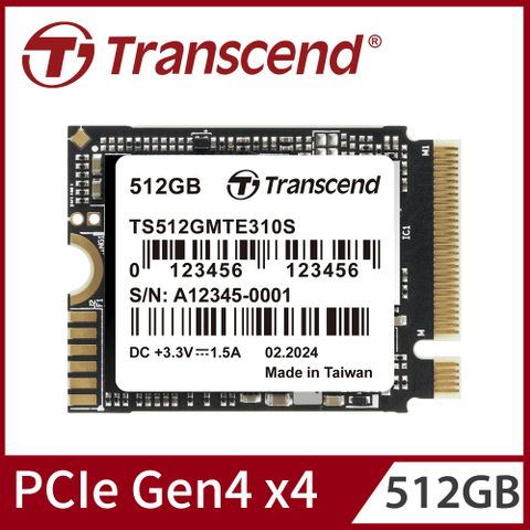 ★新品上市 超有感升級★【Transcend 創見】 MTE310S M.2 2230 PCIe Gen4x4 512GB SSD固態硬碟(TS512GMTE310S)