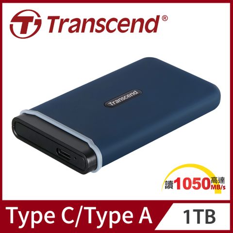 Transcend 創見 ESD370C 1TB USB3.1/Type C 雙介面外接SSD固態硬碟 - 海軍藍 (TS1TESD370C)