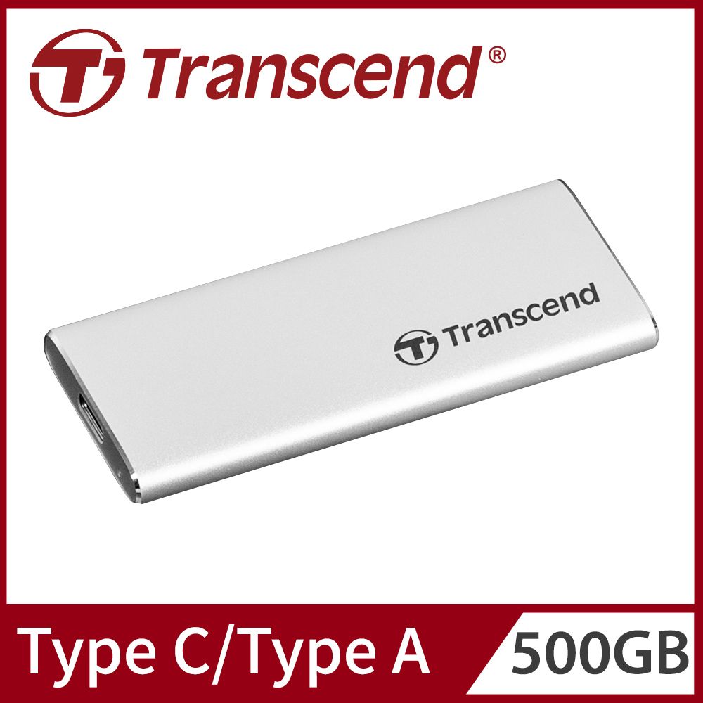 Transcend 創見 ESD260C 500GB USB3.1/Type C 雙介面外接SSD行動固態硬碟 - 晶燦銀 (TS500GESD260C)