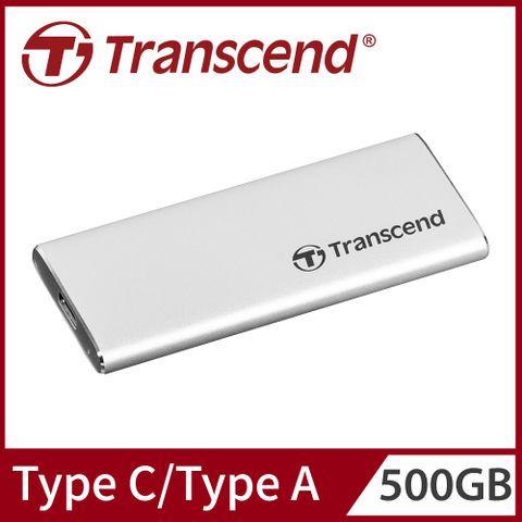 ★輕巧質感 就選這支【Transcend 創見】ESD260C 500GB USB3.1/Type C 雙介面行動固態硬碟 - 晶燦銀 (TS500GESD260C)