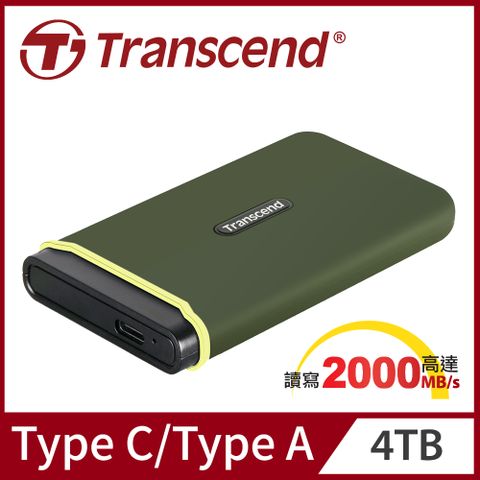 【Transcend】創見 ESD380C 4TB USB3.2/Type C 雙介面外接SSD固態硬碟 - 橄欖綠(TS4TESD380C)
