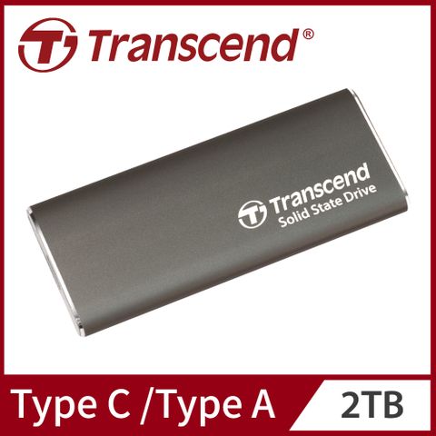 僅31公克 比雞蛋還輕!【Transcend 創見】ESD265C 2TB USB3.1/Type C 雙介面行動固態硬碟 - 玄鐵灰 (TS2TESD265C)