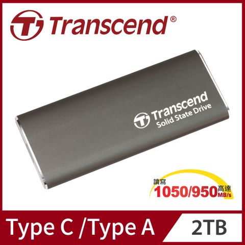 Transcend 創見 】ESD265C 2TB USB3.1/Type C 雙介面外接SSD行動固態硬碟 - 玄鐵灰 (TS2TESD265C)