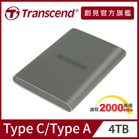 Transcend 創見 ESD360C 4TB USB3.2/Type C 雙介面外接SSD行動固態硬碟 -古典灰(TS4TESD360C)